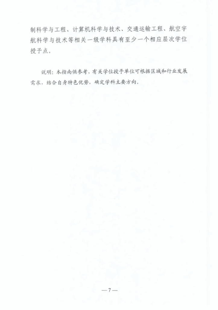 国务院学位委员会印发《关于做好低空技术与工程交叉学科学位授予点超常布局试点工作的通知》、《低空技术与工程学科方向设置指南》