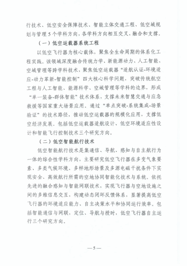 国务院学位委员会印发《关于做好低空技术与工程交叉学科学位授予点超常布局试点工作的通知》、《低空技术与工程学科方向设置指南》
